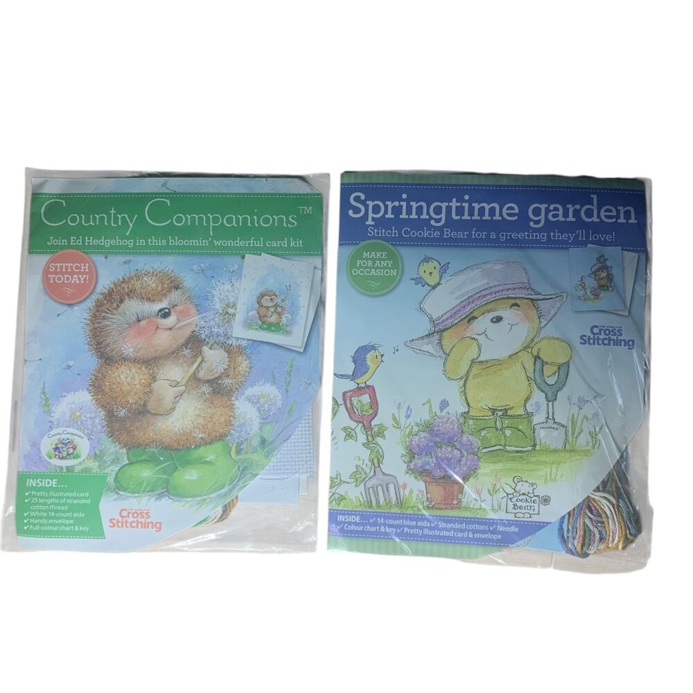 The World of Cross Stitching Animal Card Making Kit Lot of 2 Crafty
